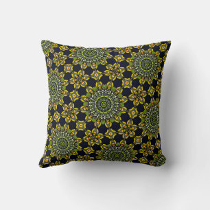 Niedliches, modernes Green und Gold Mandala Muster Kissen
