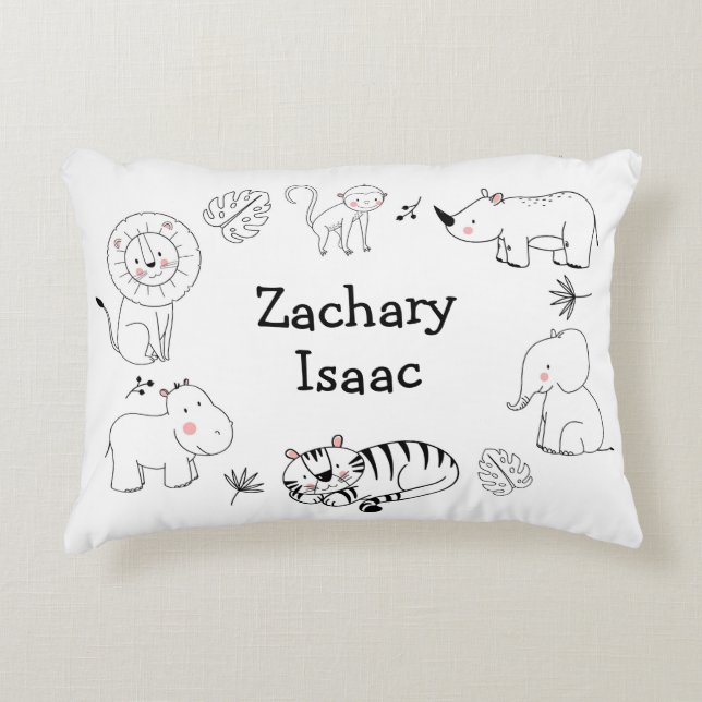 Niedliches modernes Jungle Safari Tiere Kinderzimm Dekokissen (Vorderseite)