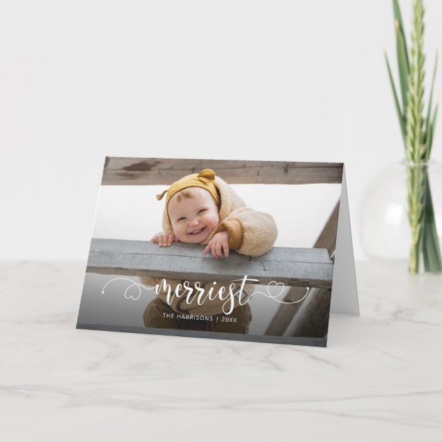 Niedliches modernes Kalligraphie-Foto Feiertagskarte (Vorderseite)