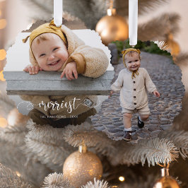 Niedliches modernes Kalligraphie-Foto Ornament Karte