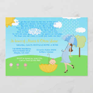 Niedliches modernes Mama-und Baby-Jungen-Baby Einladung