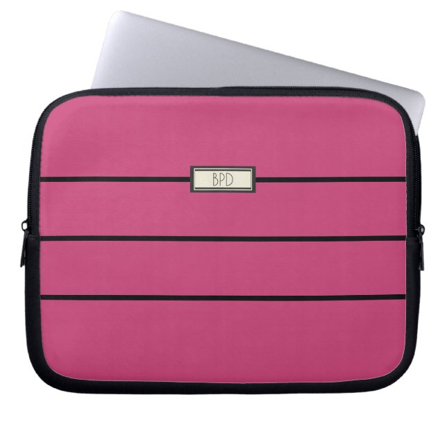 Niedliches, modernes Monogram Chic Girly Pink Laptopschutzhülle (Vorderseite)