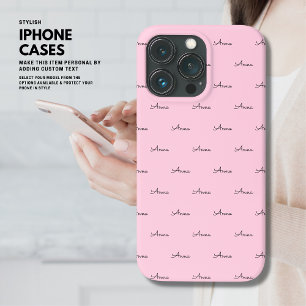 Niedliches, modernes Monogramm Rosa iPhone Case