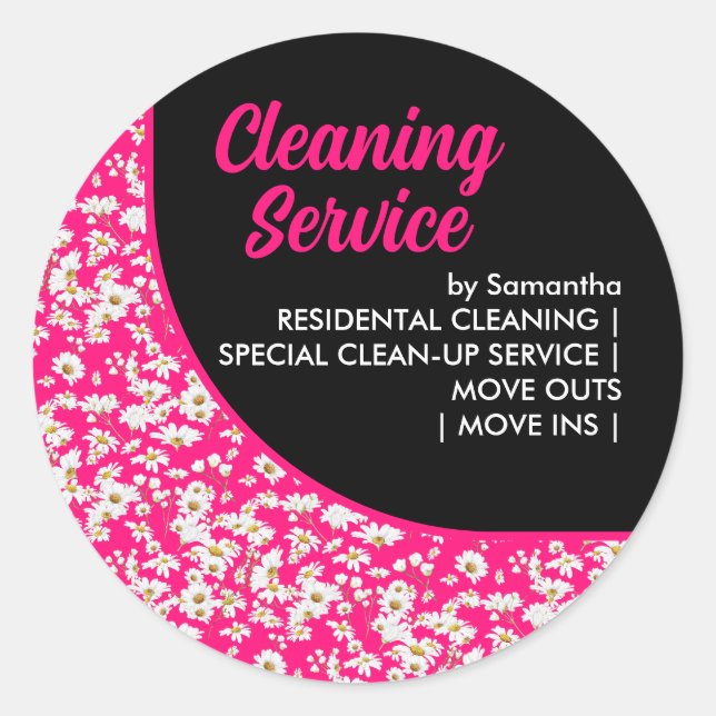 Niedliches, modernes, rosa Daisy-Muster Runder Aufkleber (Vorderseite)