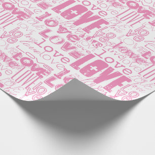 Niedliches, modernes rosa Liebe Typografie Muster Geschenkpapier