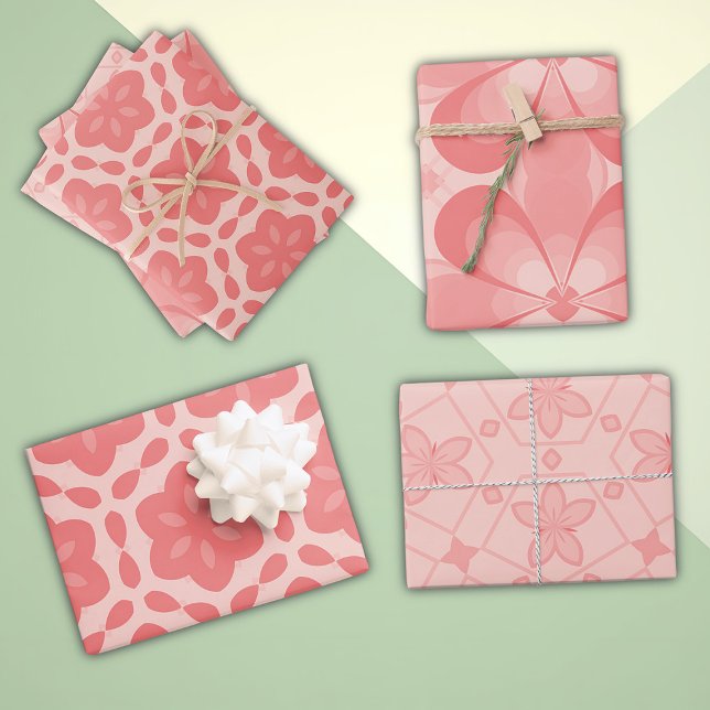 Niedliches, modernes rosa Muster Geschenkpapier Set (Von Creator hochgeladen)