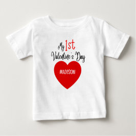 Niedliches modernes Rotes Herz mein 1. Valentinsta Baby T-shirt