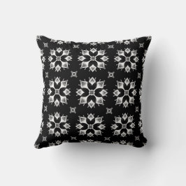 Niedliches, modernes Schwarz-Weiß-Mandala-Muster Kissen