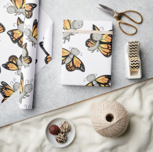 Niedliches Monarch Butterfly Pattern Kinder Geschenkpapier