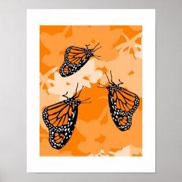 Niedliches Monarch Butterfly Trio auf der Swan-Pfl Poster
