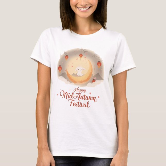 Niedliches Mondkaninchen - Happy Mid Herbst Festiv T-Shirt (Vorderseite)
