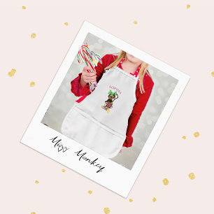 Niedliches Monkey Green Bow Kinderzimmer Kinderschürze