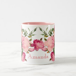 Niedliches monogramed Blumen. Rosen Zweifarbige Tasse