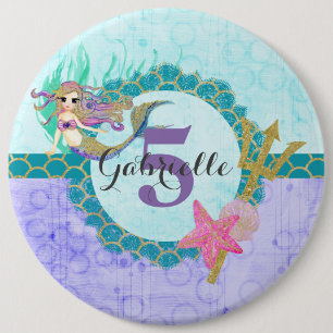 Niedliches Monogramm Alter Mermaid Aquamarin und L Button