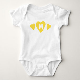 Niedliches Monogramm Gelbes Herz Baby Strampler