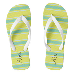 Niedliches Monogramm l Trendfarbene Streifen Flip Flops