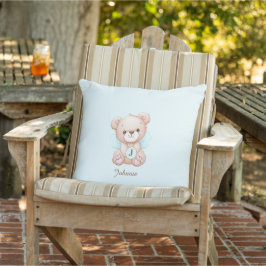 Niedliches Monogramm Name Bear Baby Außengebläse Kissen
