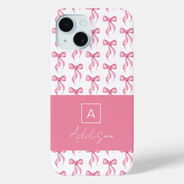 Niedliches Monogramm rosa Bogen Coquette Case-Mate iPhone Hülle (Rückseite)