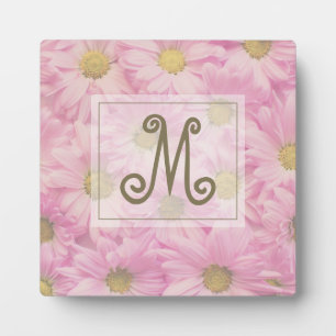 Niedliches Monogramm Rosa Daisy Fotoplatte