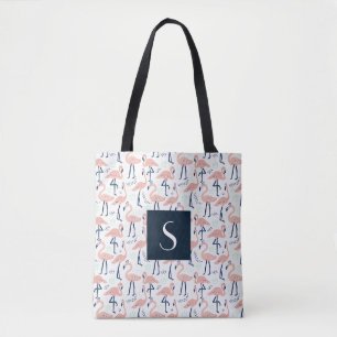 Niedliches Monogramm rosa Flamingo-Muster