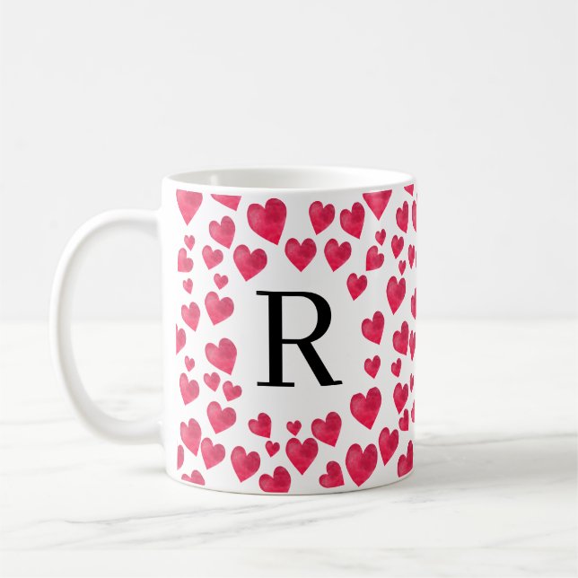 Niedliches Monogramm Rotes Herz Kaffeetasse (Links)