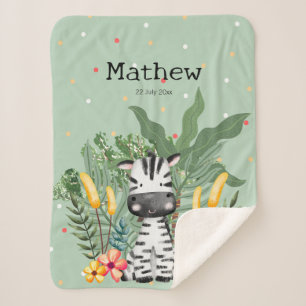 Niedliches Monogramm Zebra im Dschungel Sherpadecke