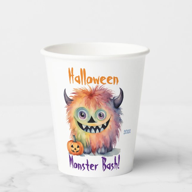 Niedliches Monster-Bash-Halloween-Party Pappbecher (Vorderseite)