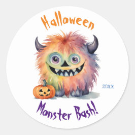 Niedliches Monster-Bash-Halloween-Party Runder Aufkleber