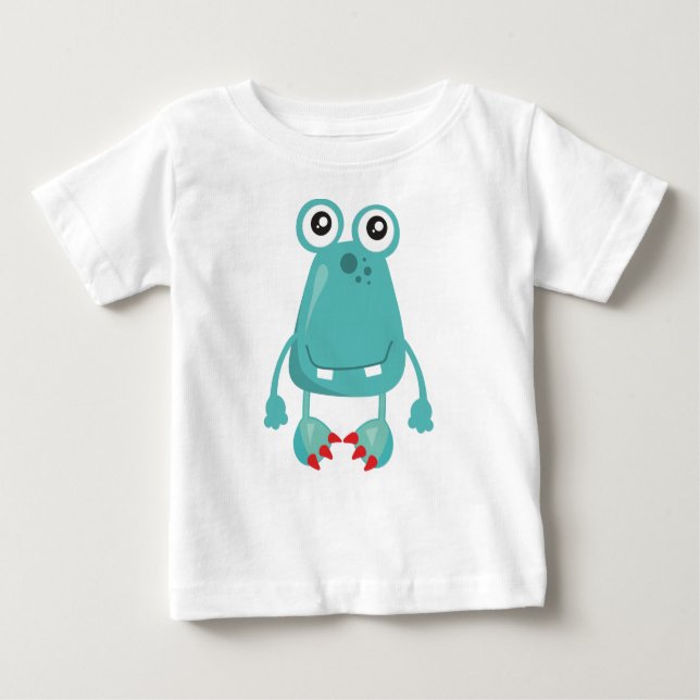 Niedliches Monster, blaues Monster, lustiges Monst Baby T-shirt (Vorderseite)