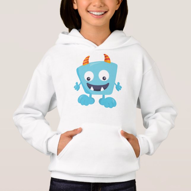 Niedliches Monster, blaues Monster, lustiges Monst Hoodie (Vorderseite)