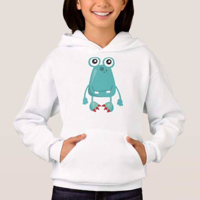 Niedliches Monster, blaues Monster, lustiges Monst Hoodie (Vorderseite)