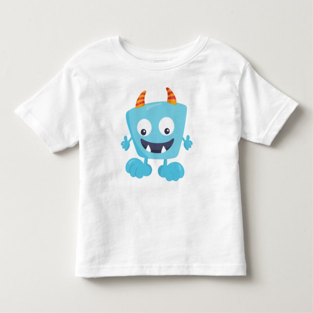 Niedliches Monster, blaues Monster, lustiges Monst Kleinkind T-shirt (Vorderseite)