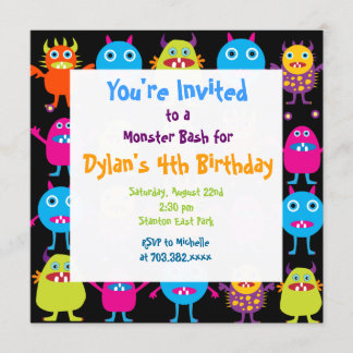 Niedliches Monster Geburtstagsparty Einladung Vorl