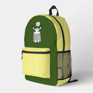 Niedliches Monster-Gelb-Monogramm minimalistisch Bedruckter Rucksack