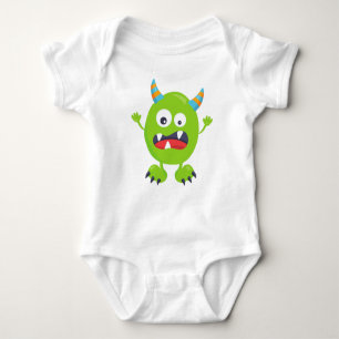 Niedliches Monster, grünes Monster, lustiges Monst Baby Strampler