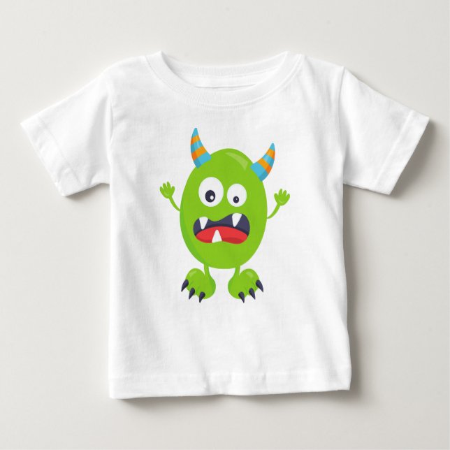 Niedliches Monster, grünes Monster, lustiges Monst Baby T-shirt (Vorderseite)
