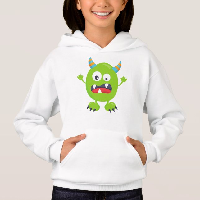 Niedliches Monster, grünes Monster, lustiges Monst Hoodie (Vorderseite)