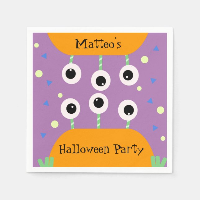 Niedliches Monster Halloween-Party Confetti Geburt Serviette (Vorderseite)