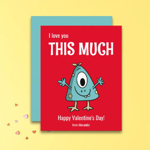 Niedliches Monster-Happy-Valentinstag-Klassenzimme Mitteilungskarte