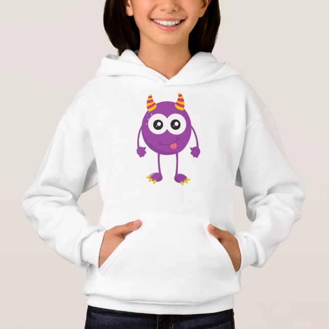 Niedliches Monster, Lila Monster, Witziges Monster Hoodie (Vorderseite)