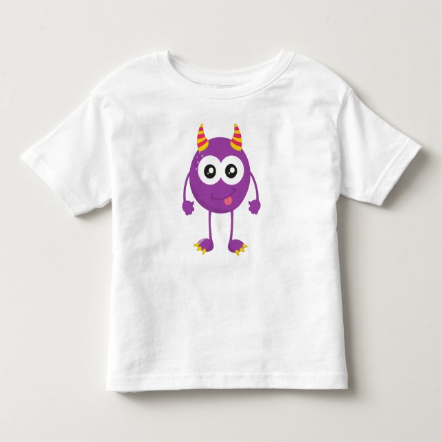 Niedliches Monster, Lila Monster, Witziges Monster Kleinkind T-shirt (Vorderseite)