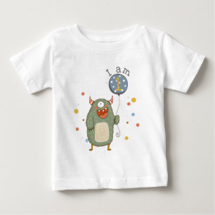 Niedliches Monster mit Ballon zum Geburtstag Baby T-shirt
