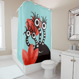 Niedliches Monster mit vier Augen Abstrakten Tulis Duschvorhang