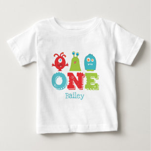 Niedliches Monster ONE erster Geburtstag Baby T-shirt