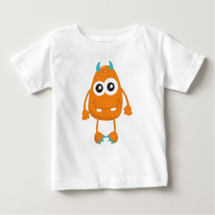 Niedliches Monster, orangefarbenes Monster, lustig Baby T-shirt