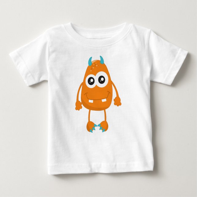 Niedliches Monster, orangefarbenes Monster, lustig Baby T-shirt (Vorderseite)
