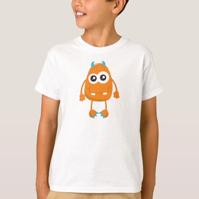 Niedliches Monster, orangefarbenes Monster, lustig T-Shirt (Vorderseite)