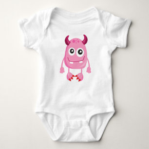 Niedliches Monster, rosa Monster, Witziges Monster Baby Strampler