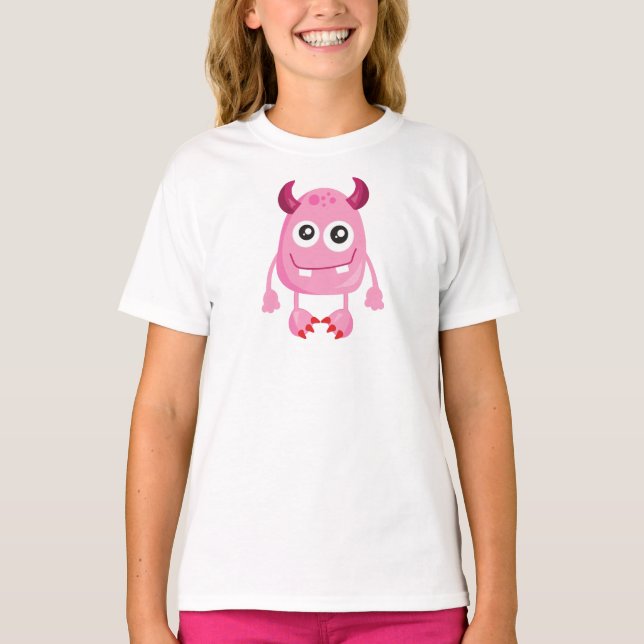 Niedliches Monster, rosa Monster, Witziges Monster T-Shirt (Vorderseite)