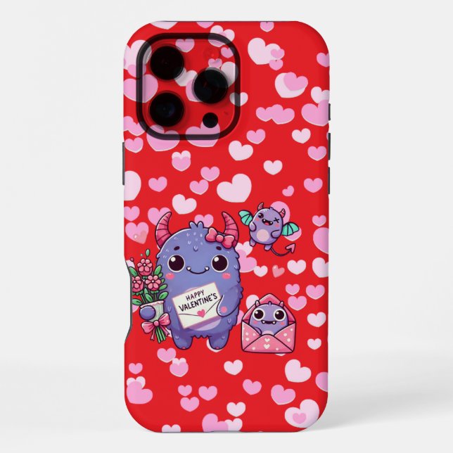 Niedliches Monster Valentinstag iPhone Hülle (Rückseite)
